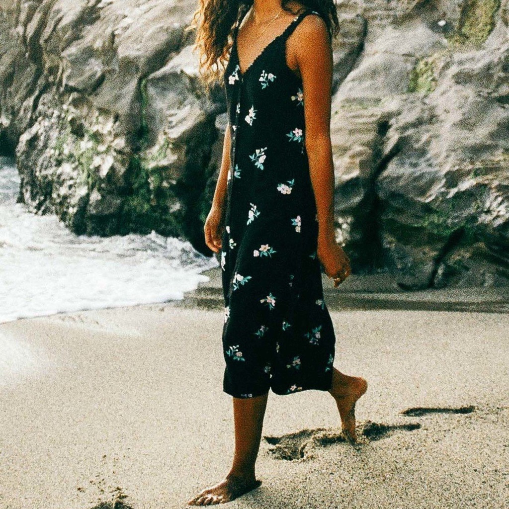 Billabong Black Floral Midi Dress